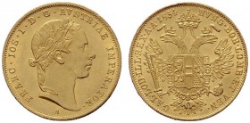  ÖSTERREICHISCHES KAISERREICH   Franz Joseph 1848-1916   (B) Dukat 1854 A; winzige Randfehler  Gold  vzgl.+