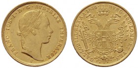  ÖSTERREICHISCHES KAISERREICH   Franz Joseph 1848-1916   (B) Dukat 1856 V  Gold  vzgl.