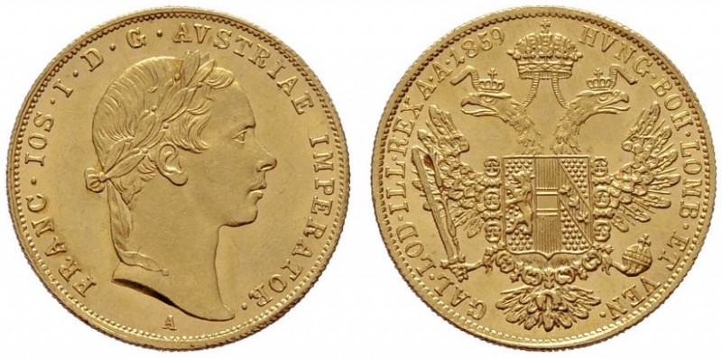  ÖSTERREICHISCHES KAISERREICH   Franz Joseph 1848-1916   (B) Dukat 1859 A  Gold ...