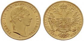  ÖSTERREICHISCHES KAISERREICH   Franz Joseph 1848-1916   (B) Dukat 1859 A  Gold  vzgl./stplfr.