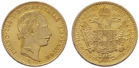  ÖSTERREICHISCHES KAISERREICH   Franz Joseph 1848-1916   (B) Dukat 1863 V  Gold R stplfr.