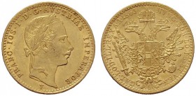  ÖSTERREICHISCHES KAISERREICH   Franz Joseph 1848-1916   (B) Dukat 1863 V  Gold  s.sch./vzgl.