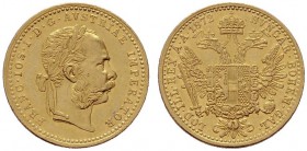  ÖSTERREICHISCHES KAISERREICH   Franz Joseph 1848-1916   (B) Dukat 1872  Gold  f.vzgl.