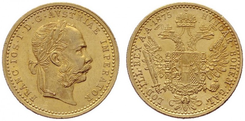  ÖSTERREICHISCHES KAISERREICH   Franz Joseph 1848-1916   (B) Dukat 1875  Gold  v...
