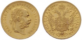  ÖSTERREICHISCHES KAISERREICH   Franz Joseph 1848-1916   (B) Dukat 1880  Gold  vzgl.