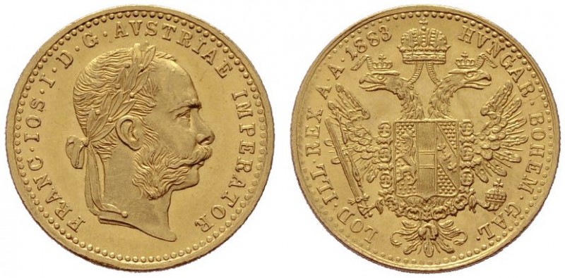  ÖSTERREICHISCHES KAISERREICH   Franz Joseph 1848-1916   (B) Dukat 1883  Gold  v...