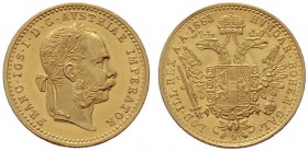  ÖSTERREICHISCHES KAISERREICH   Franz Joseph 1848-1916   (B) Dukat 1883  Gold  vzgl./stplfr.