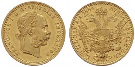  ÖSTERREICHISCHES KAISERREICH   Franz Joseph 1848-1916   (B) Dukat 1884  Gold  vzgl./stplfr.