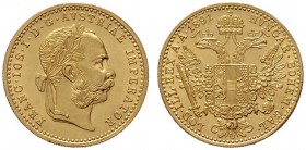  ÖSTERREICHISCHES KAISERREICH   Franz Joseph 1848-1916   (B) Dukat 1891  Gold  stplfr.