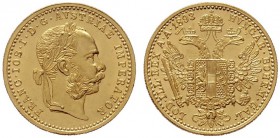  ÖSTERREICHISCHES KAISERREICH   Franz Joseph 1848-1916   (B) Dukat 1893  Gold  stplfr.