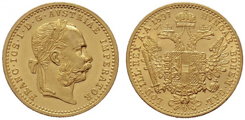  ÖSTERREICHISCHES KAISERREICH   Franz Joseph 1848-1916   (B) Dukat 1897  Gold  f...