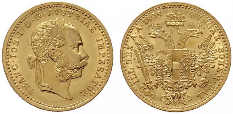  ÖSTERREICHISCHES KAISERREICH   Franz Joseph 1848-1916   (B) Dukat 1898  Gold  s...
