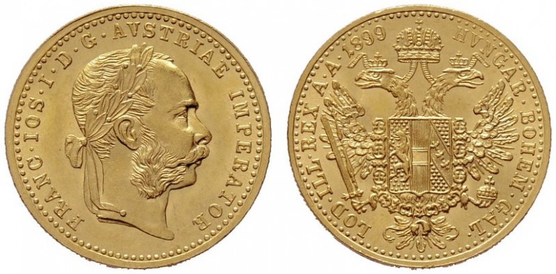  ÖSTERREICHISCHES KAISERREICH   Franz Joseph 1848-1916   (B) Dukat 1899  Gold  s...