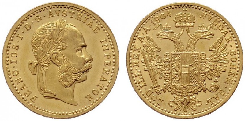  ÖSTERREICHISCHES KAISERREICH   Franz Joseph 1848-1916   (B) Dukat 1904  Gold  v...