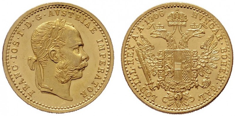  ÖSTERREICHISCHES KAISERREICH   Franz Joseph 1848-1916   (B) Dukat 1906  Gold  s...