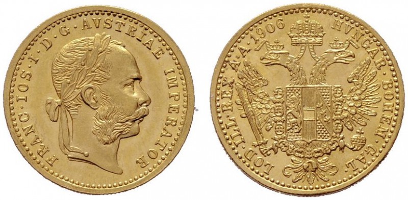  ÖSTERREICHISCHES KAISERREICH   Franz Joseph 1848-1916   (B) Dukat 1906  Gold  v...