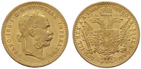  ÖSTERREICHISCHES KAISERREICH   Franz Joseph 1848-1916   (B) Dukat 1908  Gold  vzgl./stplfr.