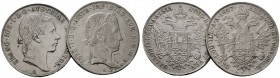 ÖSTERREICHISCHES KAISERREICH   Franz Joseph 1848-1916   (D) Lot 2 Stk.: Taler 1855 A dazu Ferdinand I. Taler 1847 A (kl. Randfehler). s.sch.
