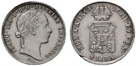  ÖSTERREICHISCHES KAISERREICH   Franz Joseph 1848-1916   (D) 1/2 Lira 1854 V; Rv. kleine Randverprägung bei 7 Uhr f.vzgl.
