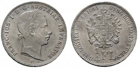  ÖSTERREICHISCHES KAISERREICH   Franz Joseph 1848-1916   (D) 1/4 Gulden 1861 V stplfr.