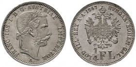 ÖSTERREICHISCHES KAISERREICH   Franz Joseph 1848-1916   (D) 1/4 Gulden 1867 A f.stplfr.