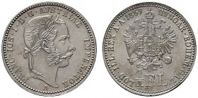  ÖSTERREICHISCHES KAISERREICH   Franz Joseph 1848-1916   (D) 1/4 Gulden 1869 A f.stplfr.