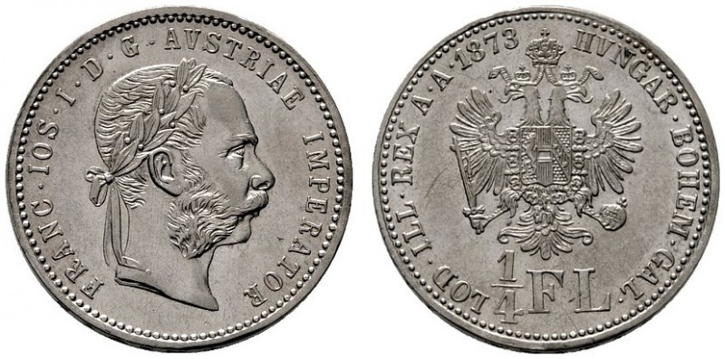  ÖSTERREICHISCHES KAISERREICH   Franz Joseph 1848-1916   (D) 1/4 Gulden 1873 vzg...