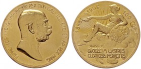  ÖSTERREICHISCHES KAISERREICH   Franz Joseph 1848-1916   (B) 100 Kronen 1848/1908; Regierungsjubiläum  Gold  vzgl./f.stplfr.