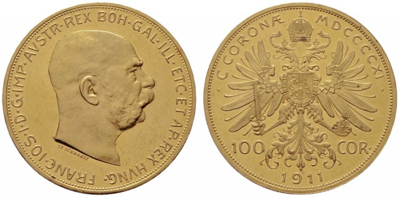  ÖSTERREICHISCHES KAISERREICH   Franz Joseph 1848-1916   (B) 100 Kronen 1911  Go...