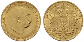  ÖSTERREICHISCHES KAISERREICH   Franz Joseph 1848-1916   (B) 20 Kronen 1911  Gold  vzgl.