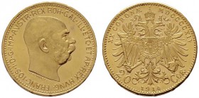  ÖSTERREICHISCHES KAISERREICH   Franz Joseph 1848-1916   (B) 20 Kronen 1914  Gold  f.stplfr