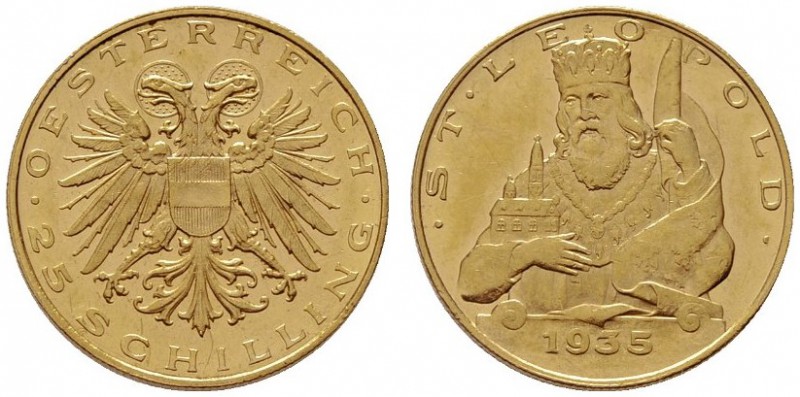  ÖSTERREICHISCHE - REPUBLIK   1. Republik 1918-1938   (B) 25 Schilling 1935, Hl....
