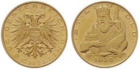  ÖSTERREICHISCHE - REPUBLIK   1. Republik 1918-1938   (B) 25 Schilling 1935, Hl.Leopold  Gold  vzgl.