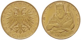  ÖSTERREICHISCHE - REPUBLIK   1. Republik 1918-1938   (B) 25 Schilling 1936; Hl.Leopold  Gold  stplfr.