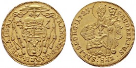  ÖSTERREICHISCHE GEISTLICHKEIT   Franz Anton Fürst von Harrach 1709-1727   (D) Dukat 1725 (3,50 g); HZ:2356, Pr:1964  Gold  stplfr.