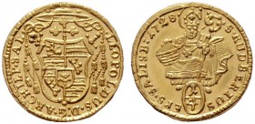  ÖSTERREICHISCHE GEISTLICHKEIT   Leopold Anton v. Firmian 1727-1744   (D) 1/4 Dukat 1728 (0,88 g); HZ:2562, Pr:2129  Gold  stplfr.