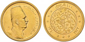 ÄGYPTEN 
 Fuad, 1917-1936 
 100 Piastres 1922. 8.48 g. Fr. 28. Vorzüglich-FDC.
