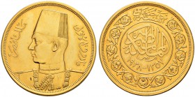 ÄGYPTEN 
 Farouk, 1937-1952 
 500 Piastres 1938. 42.48 g. Fr. 35. FDC aus Polierter Platte.