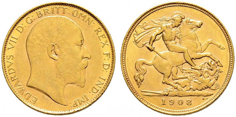 AUSTRALIEN 
 Edward VII. 1901-1911 
 Half sovereign 1908, Perth. 3.99 g. S. 39...