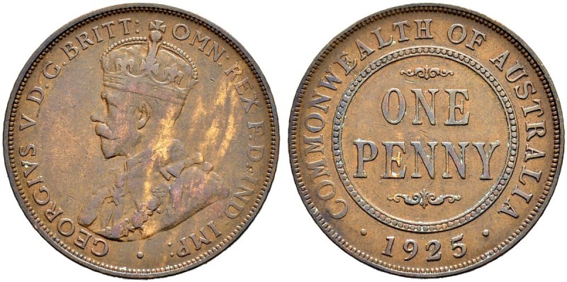 AUSTRALIEN 
 George V. 1910-1936 
 Penny 1925. 9.54 g. KM 23. Sehr schön-gutes...