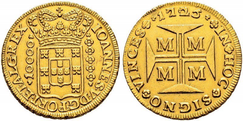 BRASILIEN 
 João V. 1706-1750 
 10000 Reis 1725, Minas Gerais. 26.73 g. Russo ...