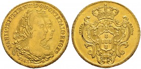 BRASILIEN 
 Maria I. und Pedro III. 1777-1786 
 6400 Reis 1783, Rio. 14.32 g. Russo 481. Gomes 25.07. Fr. 76. Sehr schön- vorzüglich.