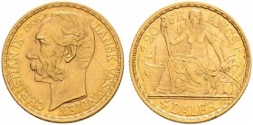 DÄNEMARK 
 Dänisch-Westindien 
 Christian IX. 1863-1906. 4 Daler-20 Francs 1905. 6.44 g. Schl. 95. Fr. 2. Fast FDC.