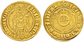 DEUTSCHLAND 
 Frankfurt am Main, Stadt 
 Goldgulden o. J. (1433-1437). Titel Sigismund als Kaiser. 3.37 g. Joseph/Fellner 109. Fr. 937. Gutes sehr s...