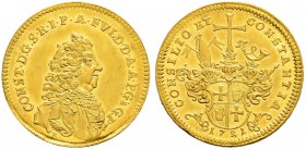 DEUTSCHLAND 
 Fulda, Bistum 
 Konstantin von Buttlar, 1714-1726. Dukat 1721. Stempel von Johann Christian Koch. CONST. D. G. S. R. I. P. A. FVLD. D....