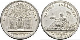 DEUTSCHLAND 
 Hamburg, Stadt 
 Zinnmedaille 1730. Auf die 200-Jahrfeier der Übergabe der Augsburger Konfession. Stempel von D. Haesl. Adler mit Stad...