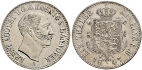 DEUTSCHLAND 
 Hannover, Kurfürstentum, ab 1814 Königreich 
 Ernst August, 1837-1851. Taler 1847, Clausthal. 22.22 g. Kahnt 232. Thun 164. Dav. 673. ...