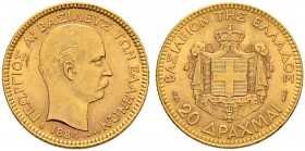 GRIECHENLAND 
 Georg I. 1863-1913. 20 Drachmen 1884, Paris. 6.45 g. Divo 47. Fr. 18. Vorzüglich.