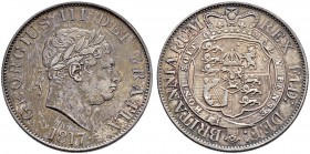 GROSSBRITANNIEN 
 George III. 1760-1820. 1/2 Crown 1817. 14.06 g. S. 3789. Vorzüglich.
