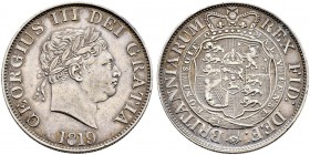 GROSSBRITANNIEN 
 George III. 1760-1820. 1/2 Crown 1819. 14.12 g. S. 3789. Vorzüglich.